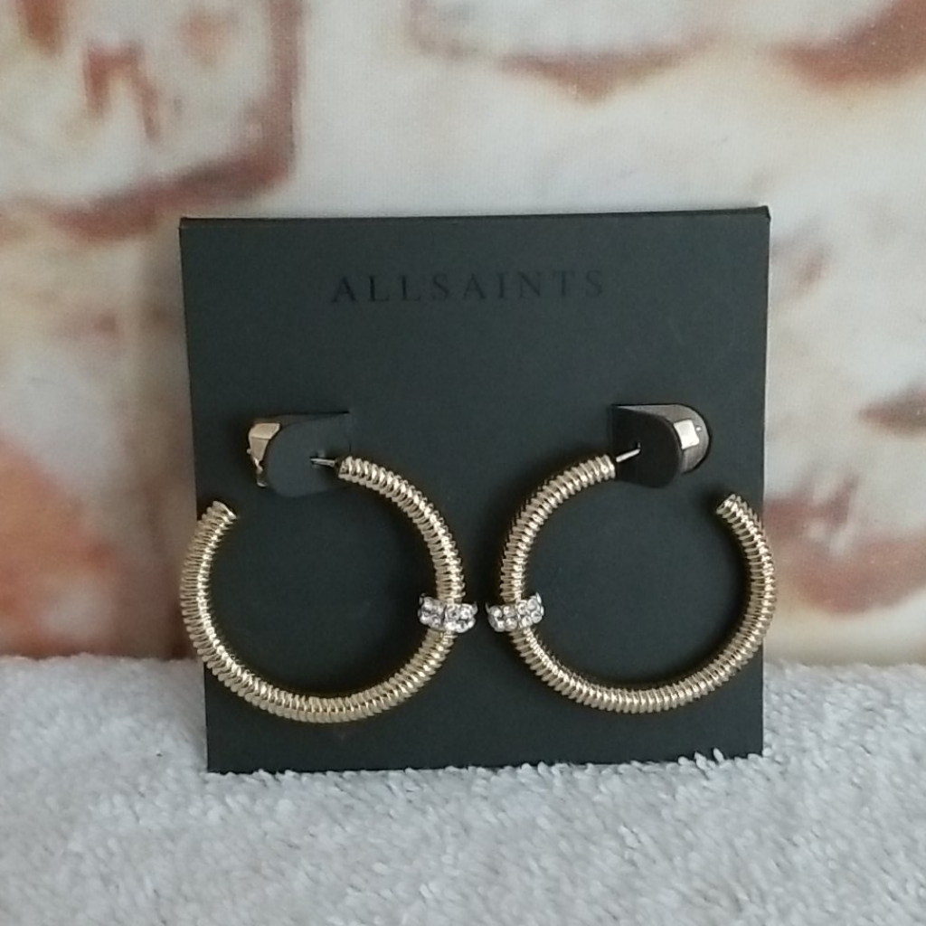 New Allsaints Bolt Textured Hoop Earrings